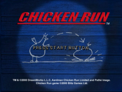 Chicken Run title screen for Sega Dreamcast